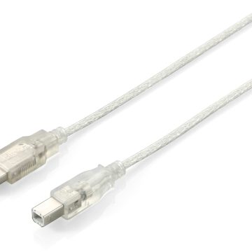 Equip 128651 Câble USB 2.0 Type A vers Type B, 3.0m , Argent transparent