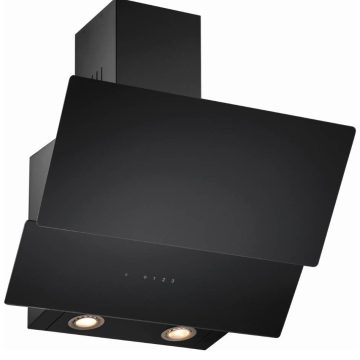 HOTTE INCLINEE EN VERRE NOIRE 90CM FILTRE A CHARBO