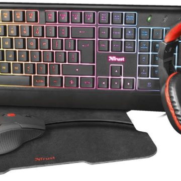 Trust Ziva clavier Souris incluse Gaming USB AZERTY Français Noir