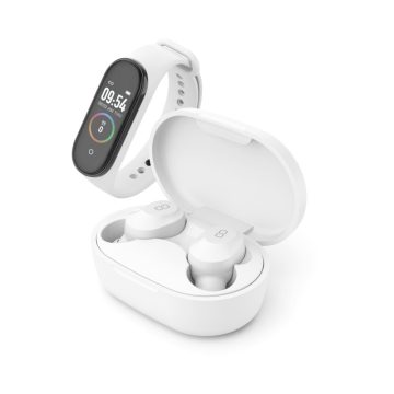 ECOUTEURS TRUE WIRELESS BLUETOOTH 5.0 + BRACELET CONNECTÉ - BLANCS - KEPLER - LEDWOOD