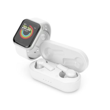 ECOUTEURS TRUE WIRELESS BLUETOOTH 5.0 + MONTRE CONNECTÉE - BLANCS - URBAN - LEDWOOD