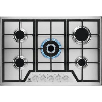 Electrolux KGS7536SX Noir, Acier inoxydable Intégré 74.5 cm Gaz 5 zone(s)